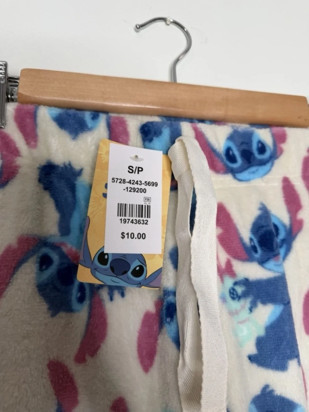 Disney Stitch Print Blue Colorful Pajama Bottoms Pants Cozy Warm Size Small NEW - Picture 4 of 4